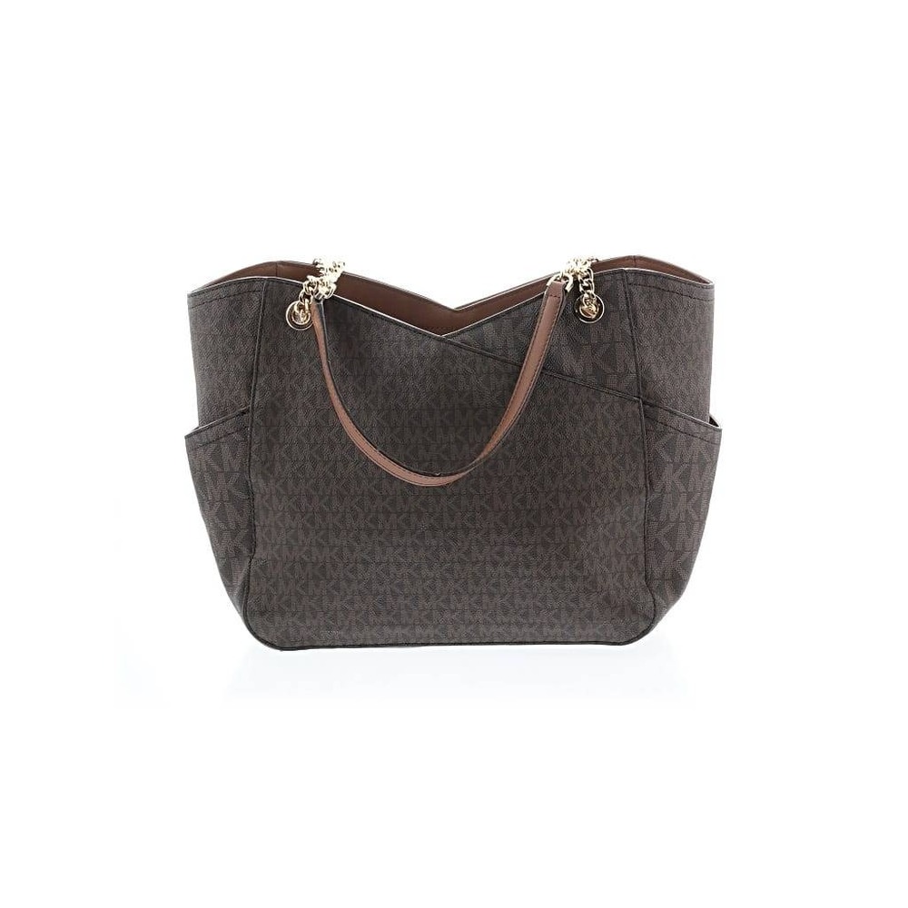 Michael Kors Jet Set Large East West Chain Tote Brown MK Monogram Bag